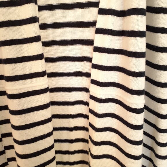 Cabi Victory Longline Open Front Striped Duster Cardigan Navy Blue Ivory Size M - Picture 5 of 12